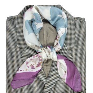 ✨✨Elegant Bandana Square Scarf Silky Floral Purple Beige Luxury Fashion Boho New